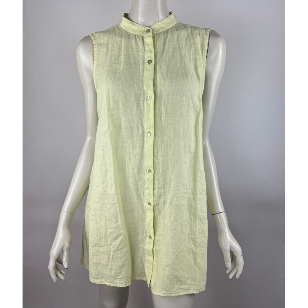 Eileen Fisher Organic Handkerchief Linen Sleeveless Shirt Women M NWT Tunic Top
